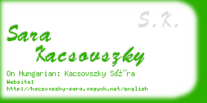 sara kacsovszky business card